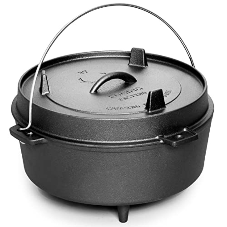 Camp Dutch Oven Cast - Olla de hierro fundido precurada con