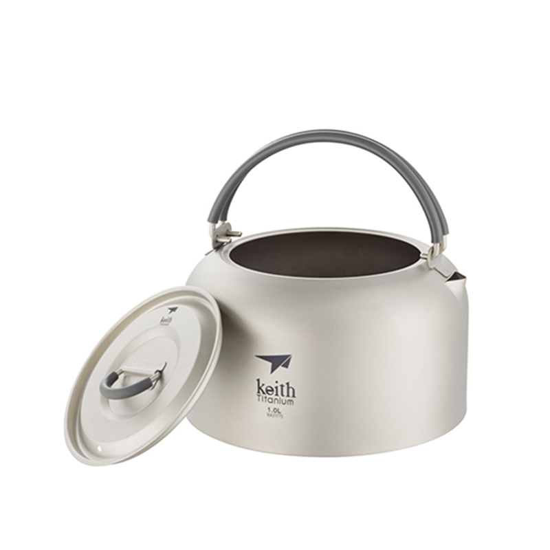 Camping Cooking System - Keith Titanium Kettle 1L, cubiertos bacteriostáticos,
