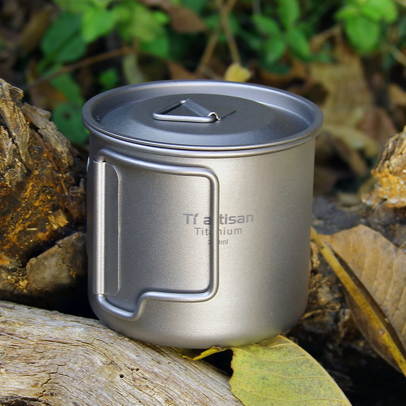 Camping Cooking Mug - Tiartisan-taza de titanio puro ultraligera para