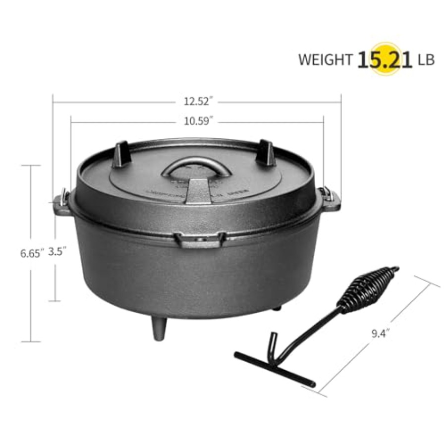 Olla de hierro fundido precura - Camp Dutch Oven Cast reseña y precio